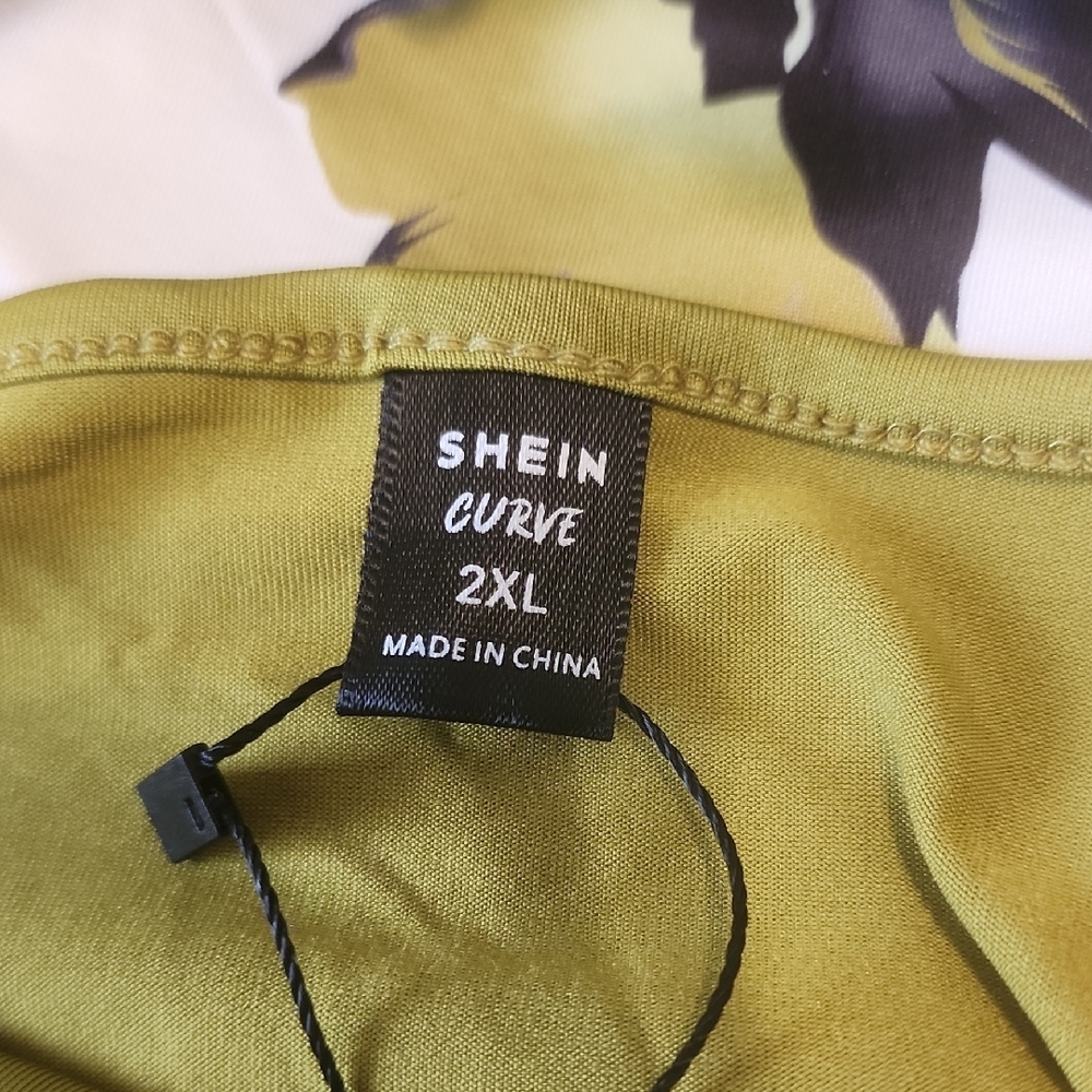 SHEIN Olive and White Floral Midi Dress - Picture 9 of 11